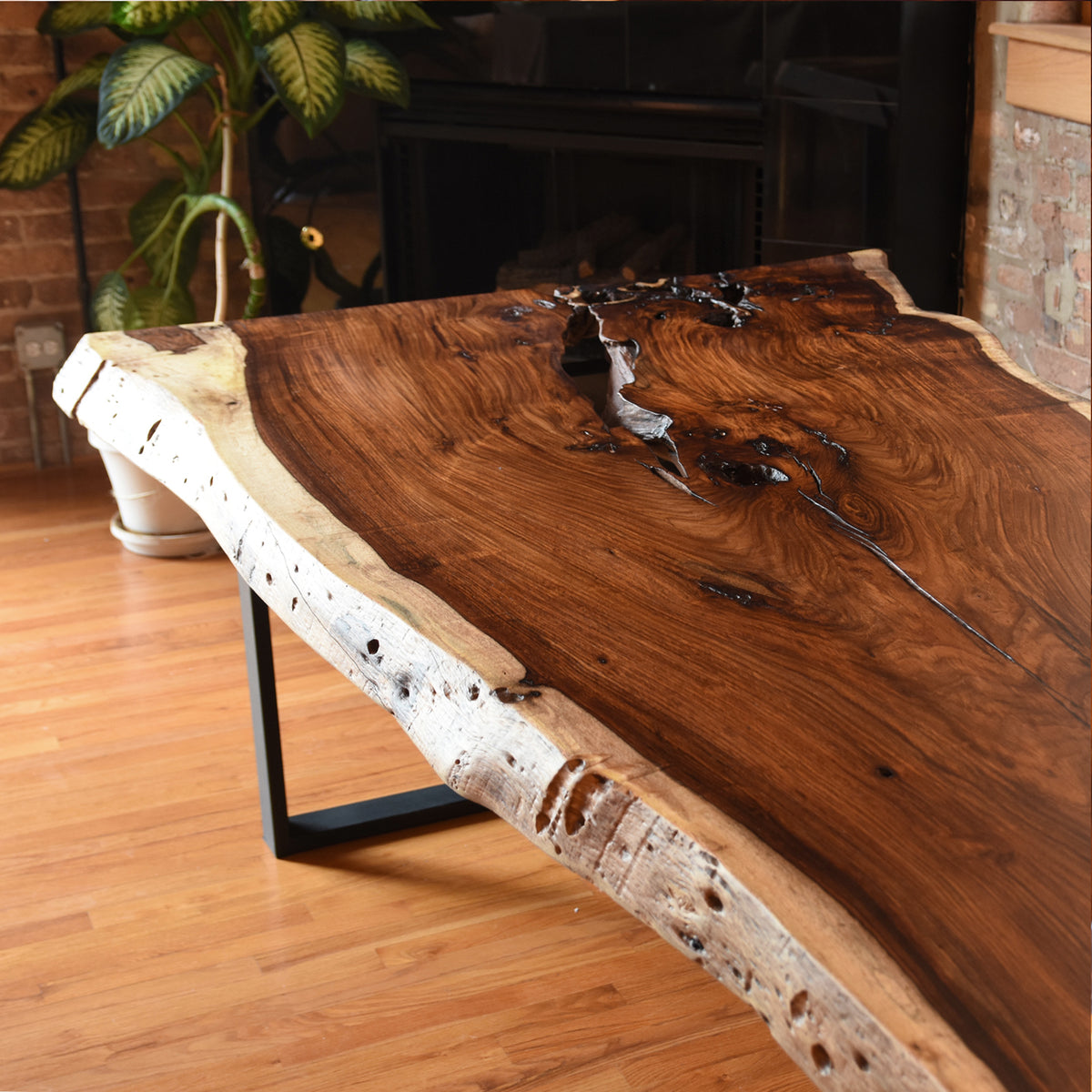 Walnut Single Slab Table #378 – Wood Metal & Beyond