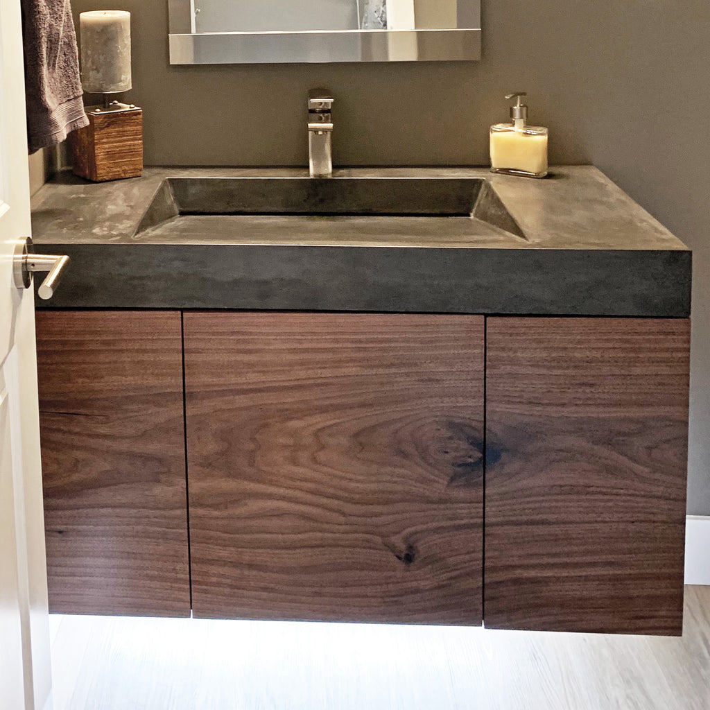 This beautiful bathroom vanity provides ample counter space and can be modified to fit your bathroom sink.
