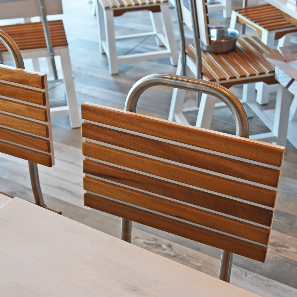 These chairs, bar stools and countertop were handmade according to the restaurant’s overall décor and interior. The detailing on the chairs, stools and countertop were all done by hand.