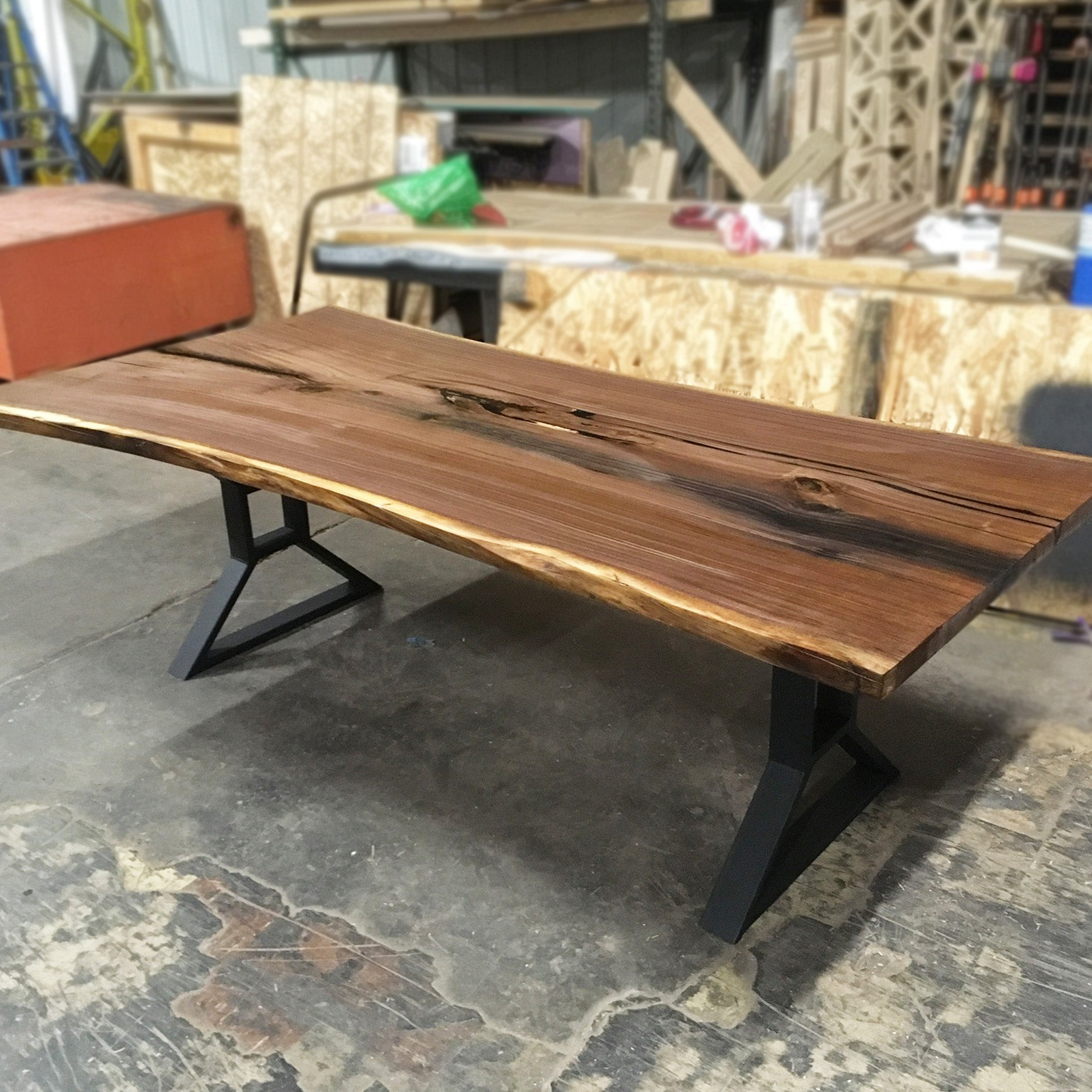 Walnut Single Slab Table #378 – Wood Metal & Beyond