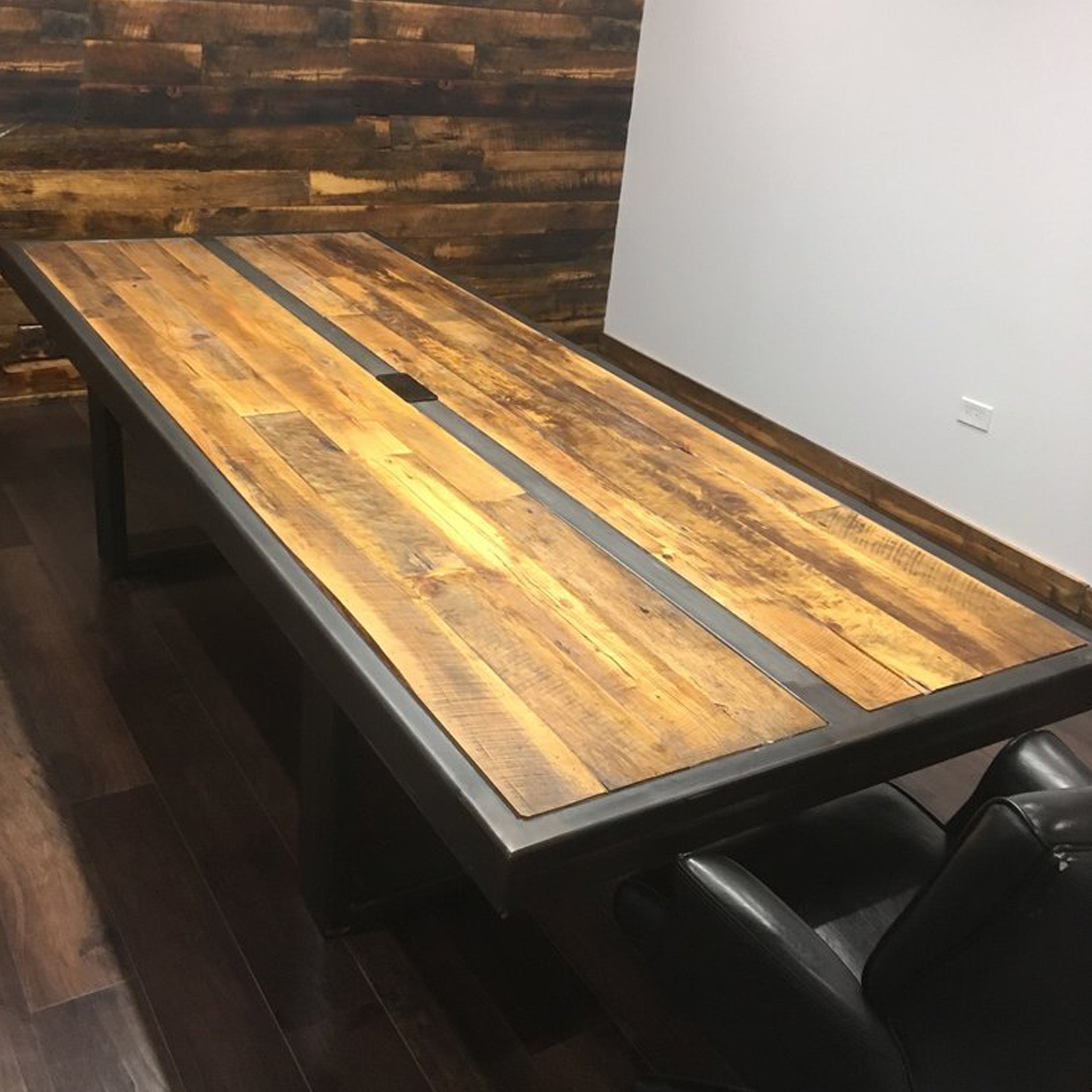 Fox Collection Table Industrial Conference Table With Lights Industrial Conference Table