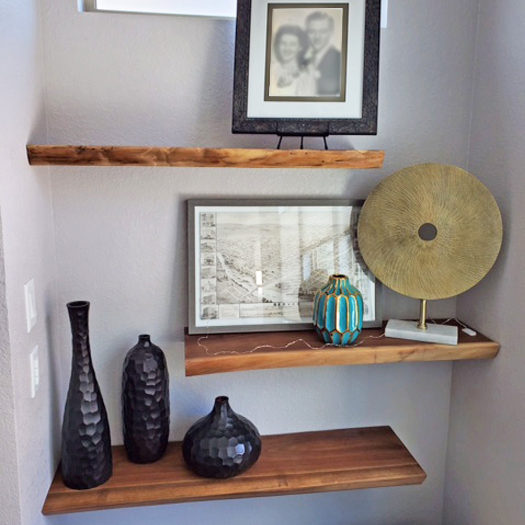 Walnut Floating Shelves, Kitchen Shelf 