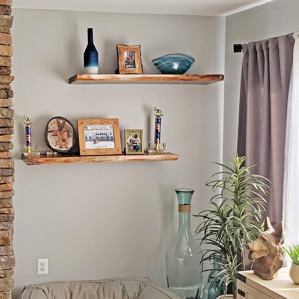 Our Floating Shelves provide extra storage space to your kitchen, family room, bathroom, bedroom or virtually any space. 