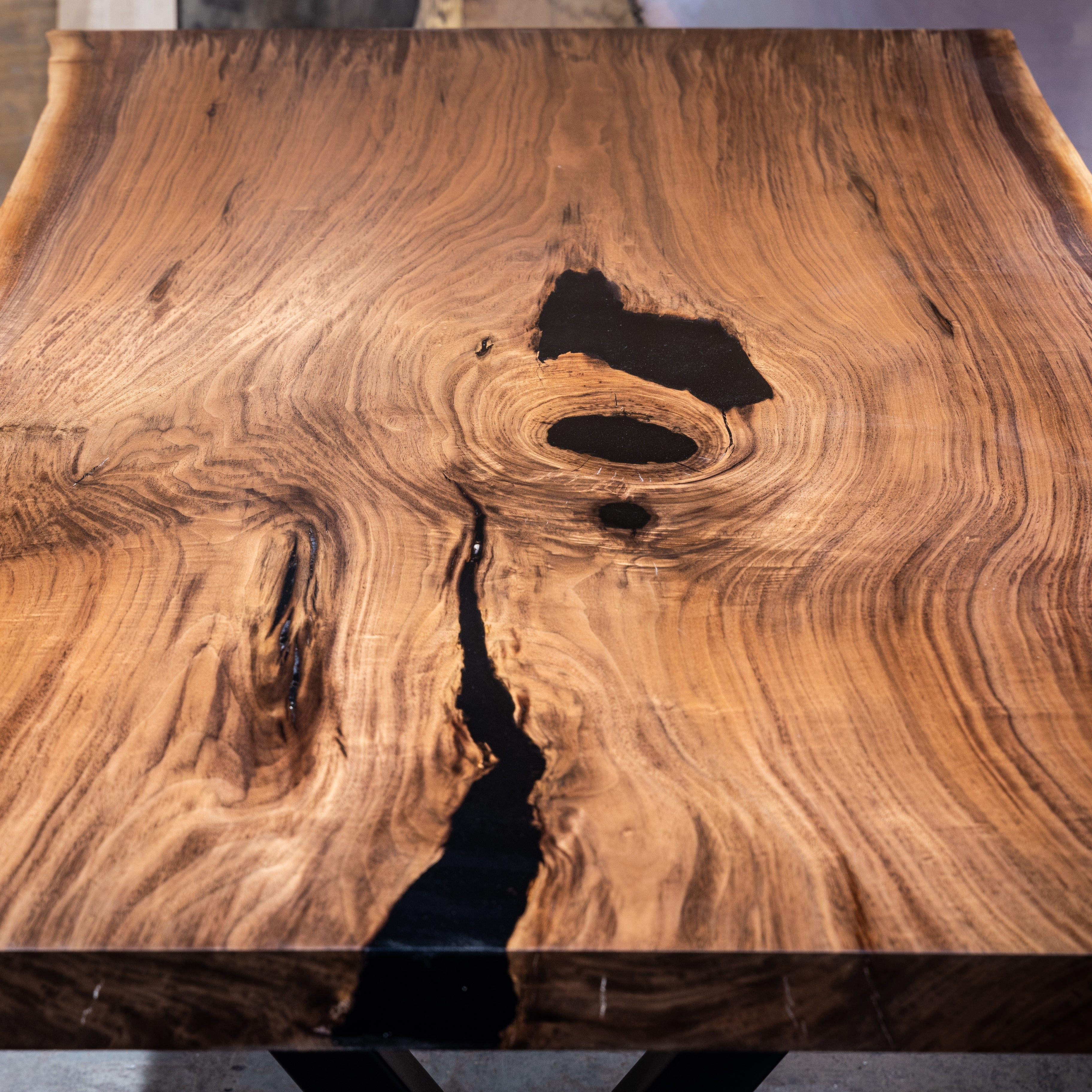 Walnut Single Slab Table #344 – Wood Metal & Beyond